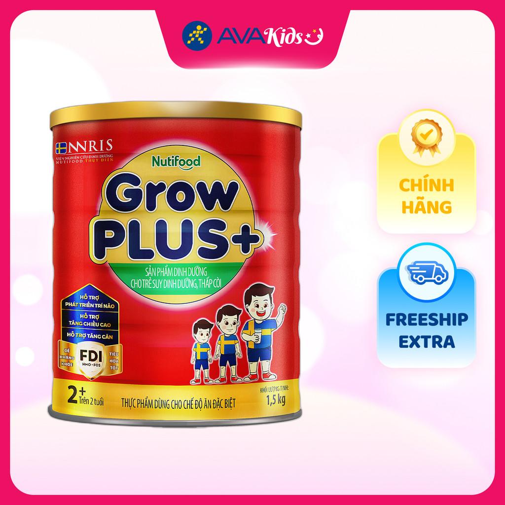 Sữa bột Nutifood GrowPLUS+ đỏ 2+ hương vani 1.5 kg (từ 2 tuổi) cho trẻ suy dinh dưỡng, thấp còi - Hàng Chính Hãng