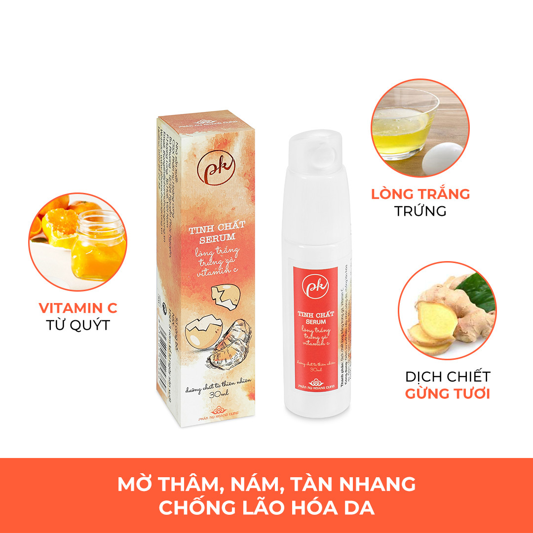 Tinh Chất Serum Vitamin C PK - Bí Quyết Sáng Da, Chống Lão Hóa Da (30ml) + Tặng Kèm 1 Hộp Bông Tẩy Trang 50 Miếng - Hàng Chính Hãng.