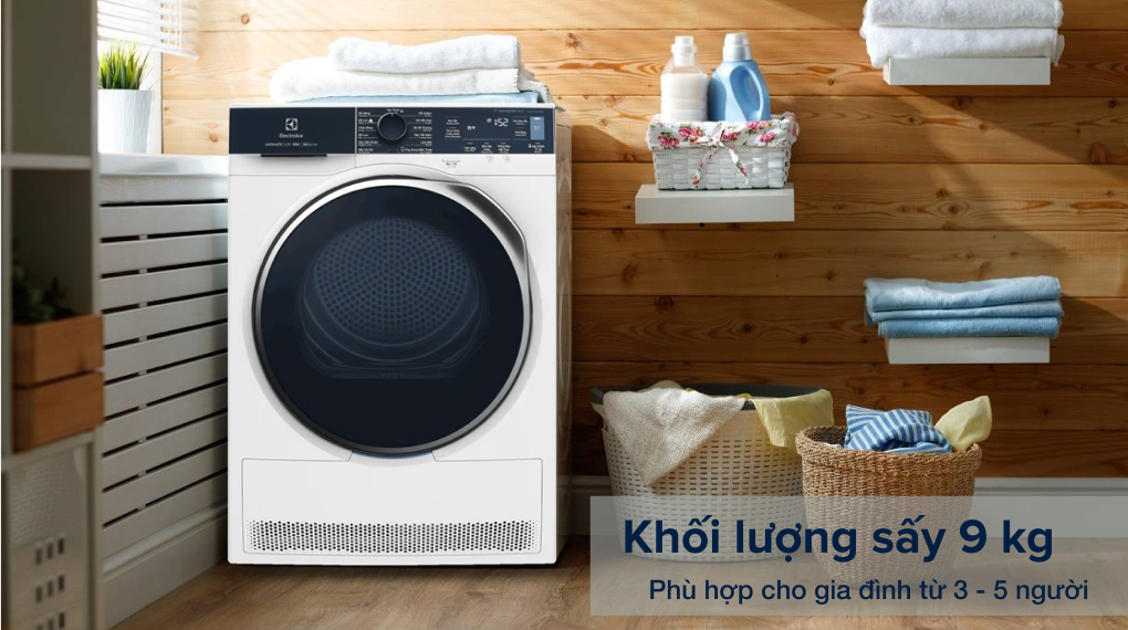 [HÀNG CHÍNH HÃNG]Máy sấy bơm nhiệt Electrolux 9 kg EDH903R9WB- GIAO HÀNG TOÀN QUỐC