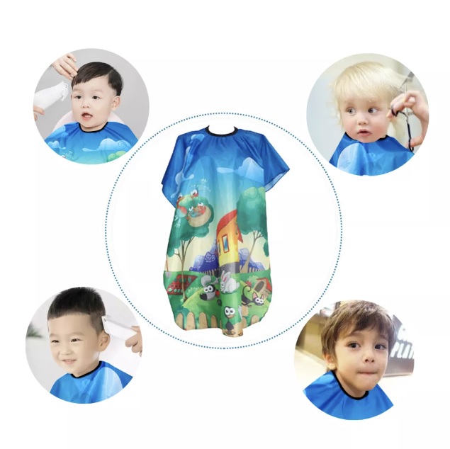 Áo Choàng Cắt Tóc Chống Thấm Nước Cho Trẻ Em Với Hoa Văn Động Vật Siêu Yêu Bé Thích Mê