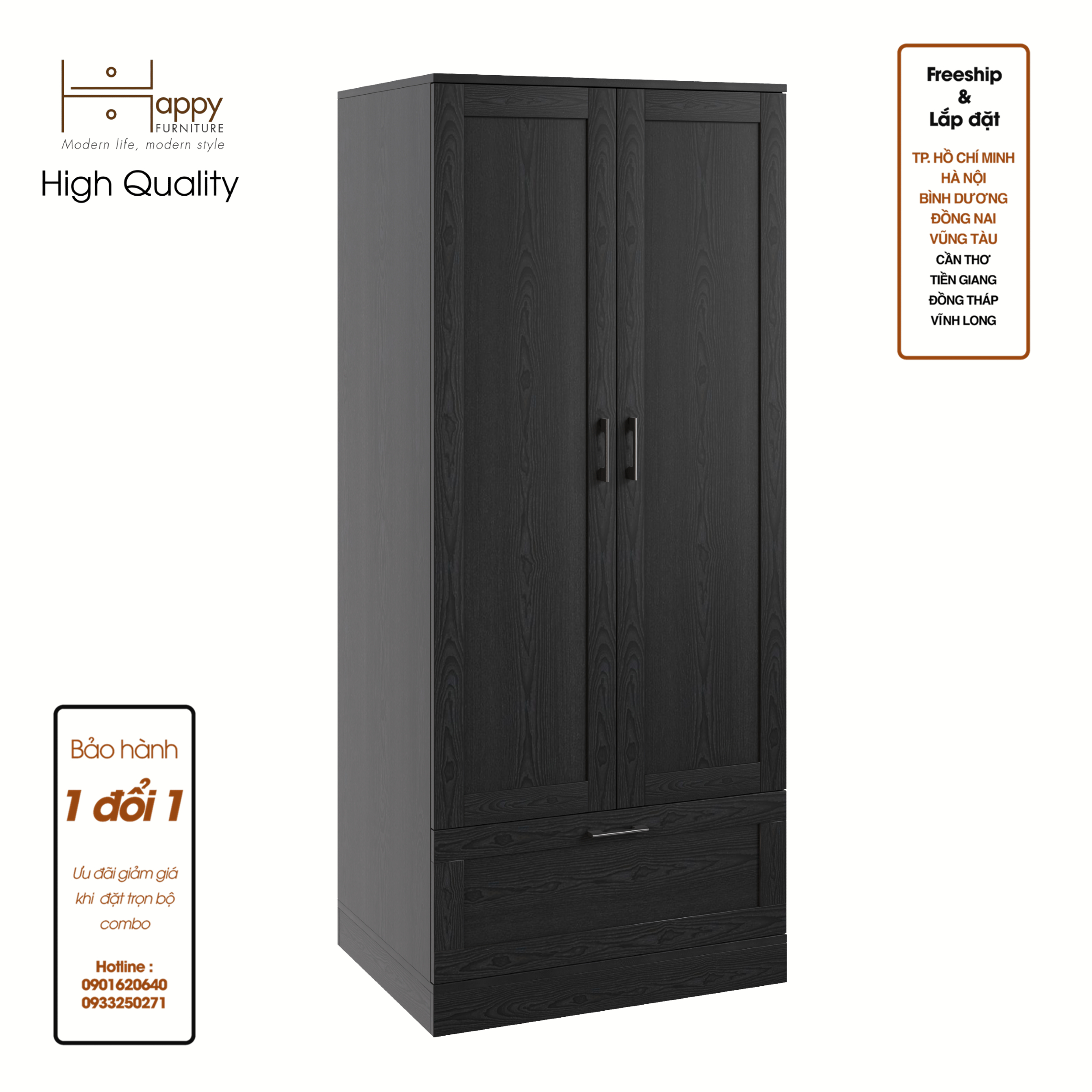 SALY , Tủ treo quần áo tiện dụng, 90cm x 40cm x 180cm , TCM_010