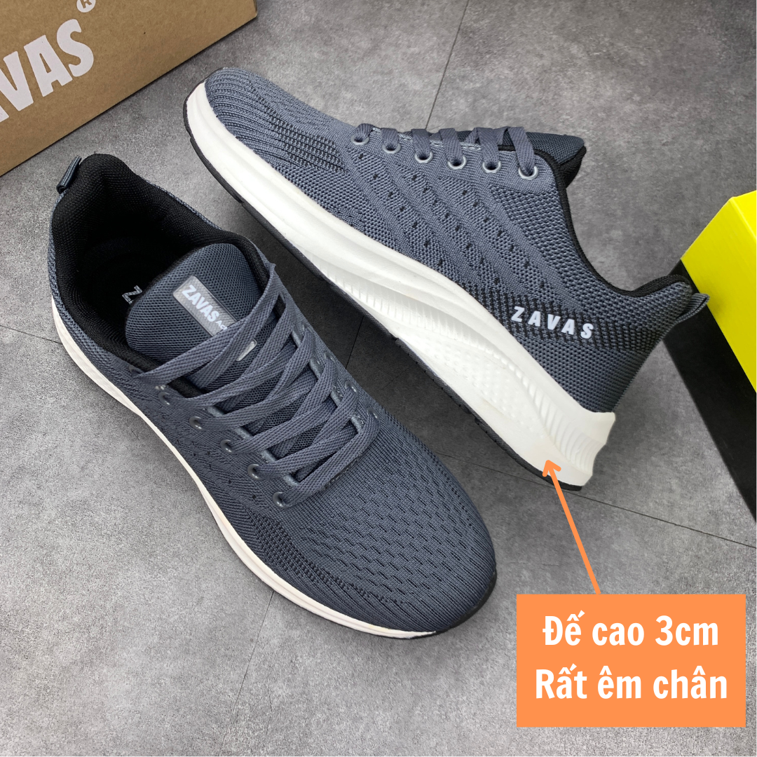 Giày thể thao nam ZAVAS phong cách sneaker êm nhẹ, công nghệ ép nhiệt lưới flynit thoáng khí - Z70