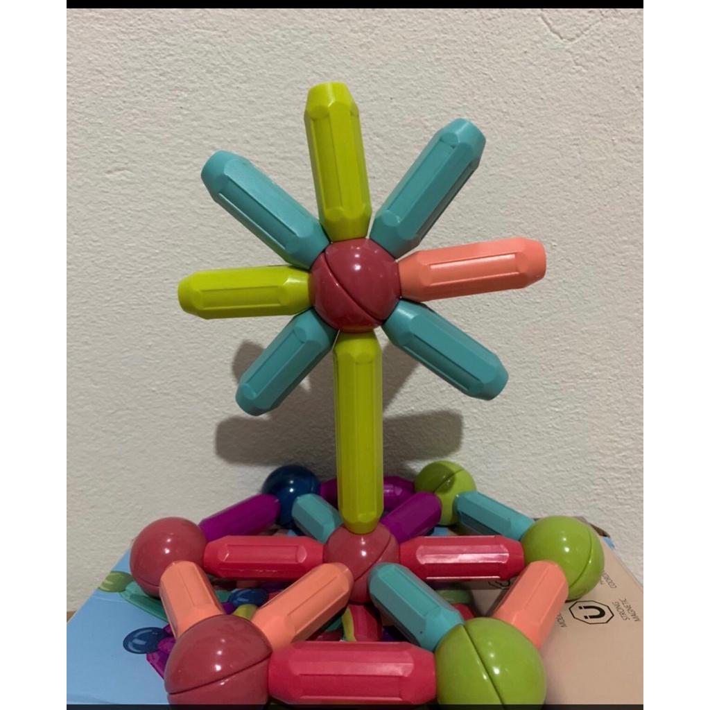 Đồ chơi Que từ tính tròn lắp ráp xếp hình khối nam châm MAGNETIC STICKS 64 chi tiết