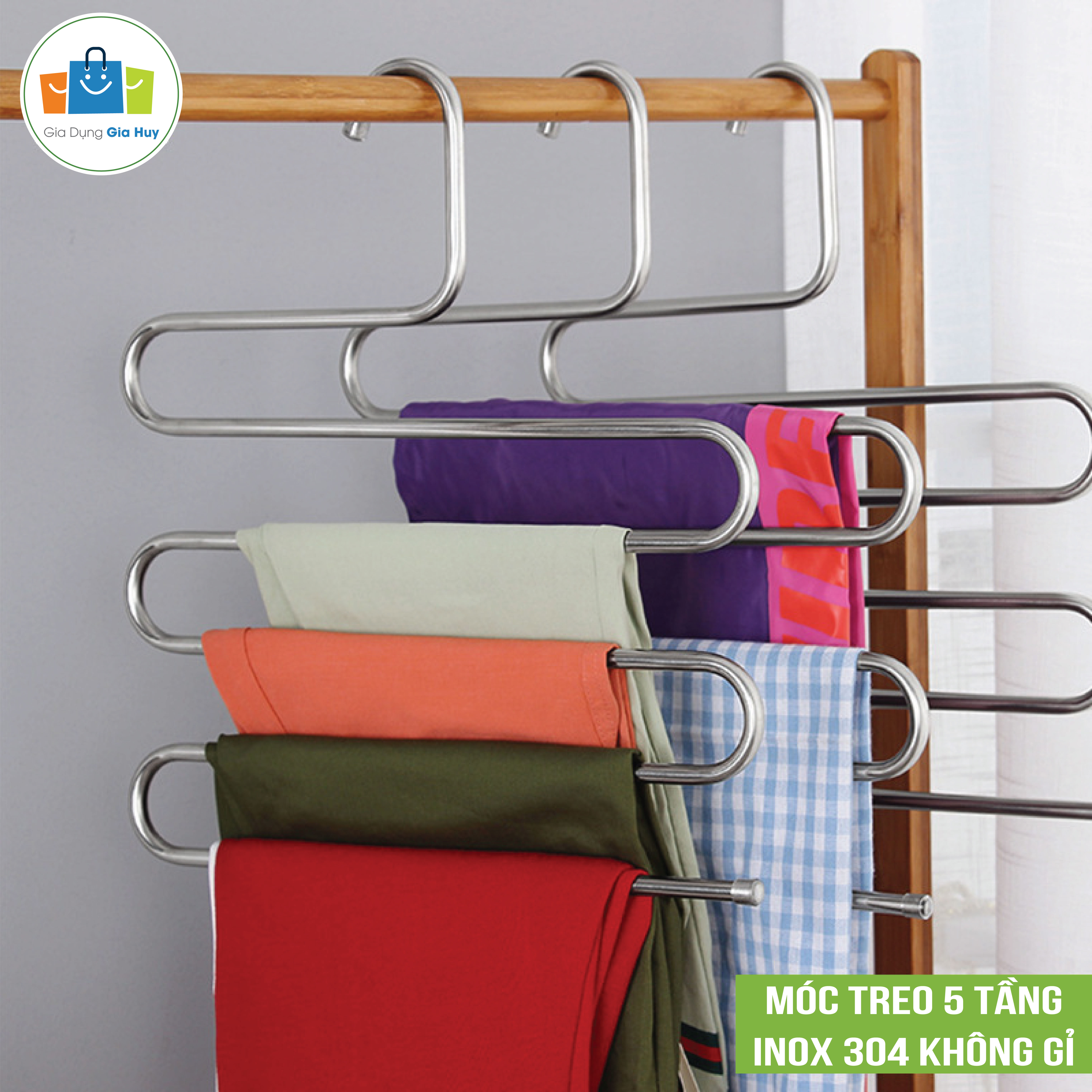 Móc treo quần áo và khăn 5 tầng - Móc treo đồ đa năng