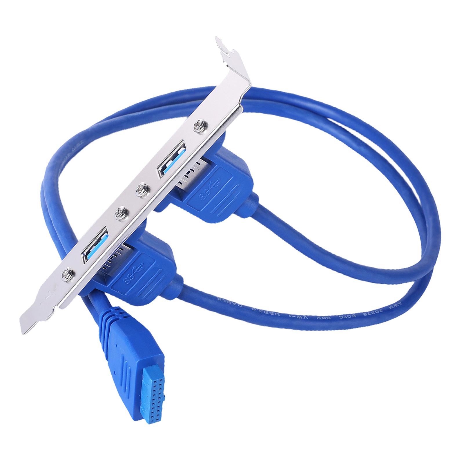 2Ports USB 3.0 Female Back Panel Mount to Built-in-20-Pin Header 20pin Header Cable