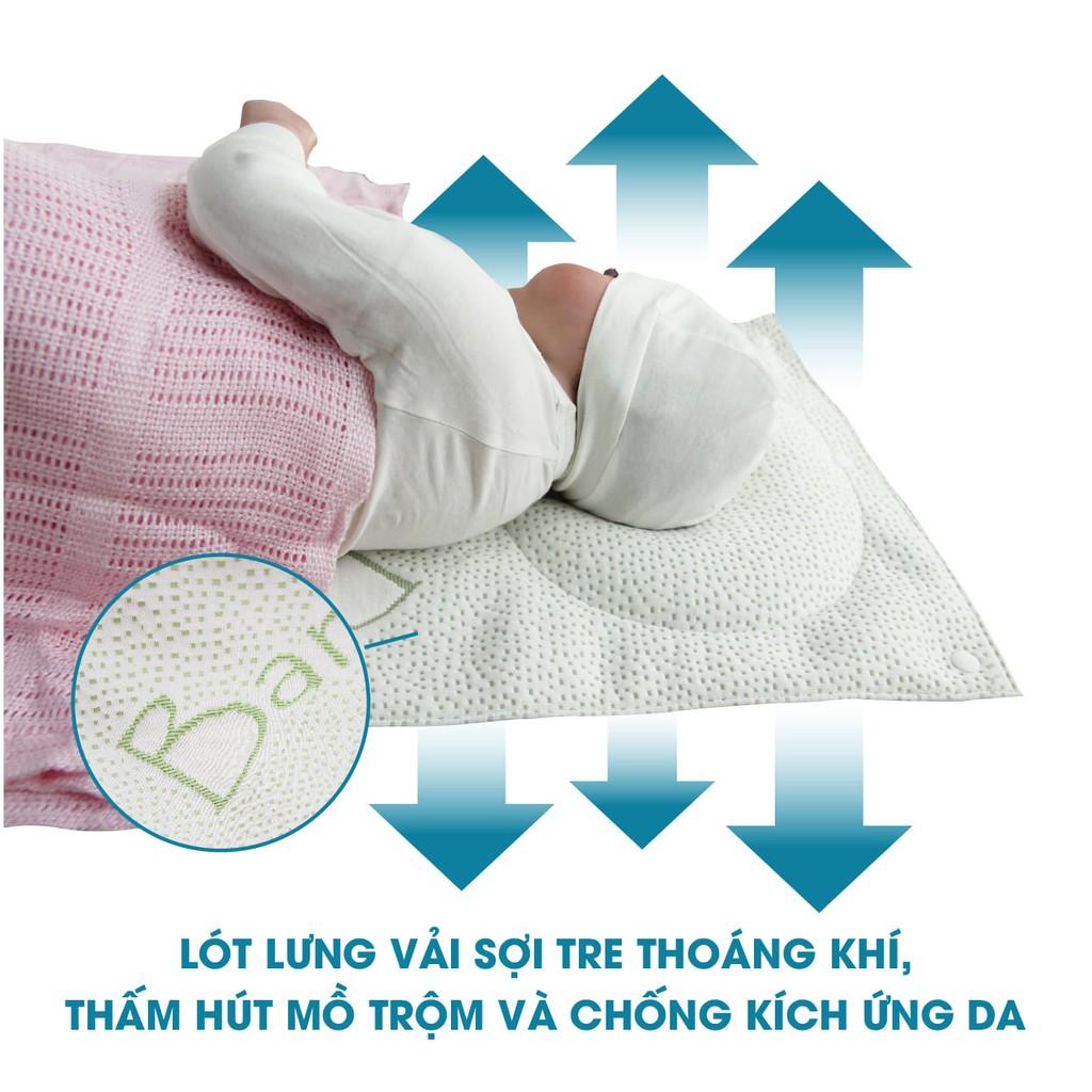 Gối lõm chống bẹt đầu cho bé sơ sinh kiêm kê tay cho bé bú - Air mesh siêu Bamboo siêu thoáng kháng khuẩn Comfybaby- N04