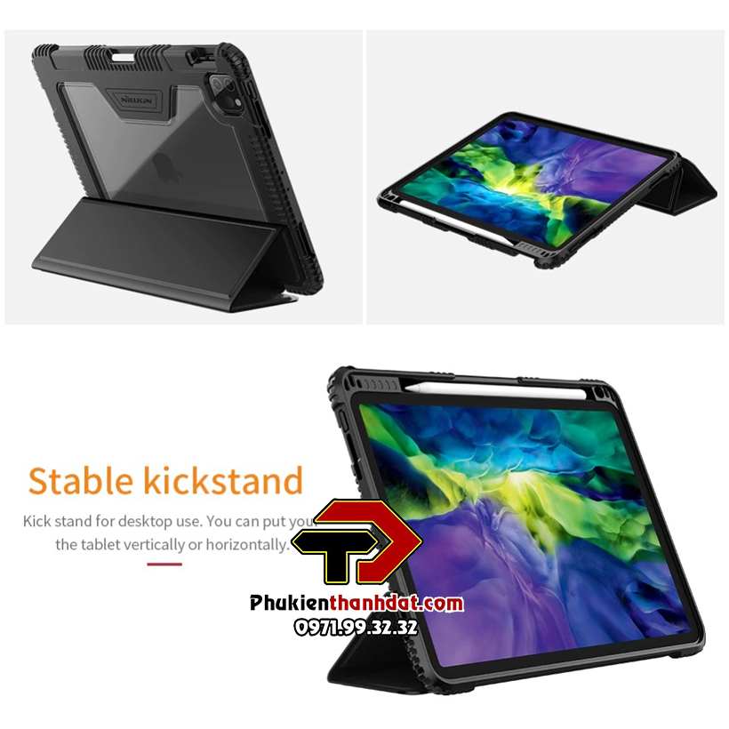 Bao da chống sốc cho iPad Pro 11 2022 M2 có ngăn đựng bút, bảo vệ camera sau
