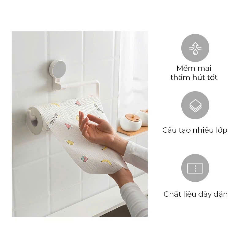 Khăn giấy cuộn đa năng lau bếp bát đĩa đồ gia dụng kích thước 20x25cm thấm hút tốt, dai khó rách, có thể tái sử dụng
