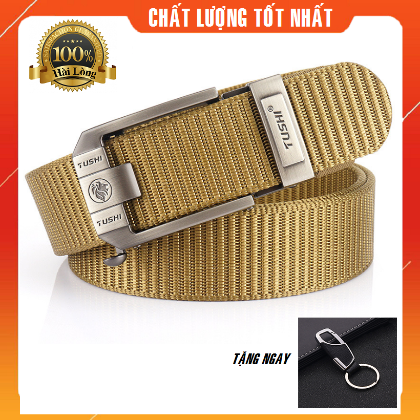 Thắt lưng vải_siêu bền, Khóa cài tự động thép không gỉ chắc chắn, tiện lợi_ Dây lưng vải dù cao cấp, Dây nịt lính mạnh mẽ TẶNG MÓC CHÌA KHÓA