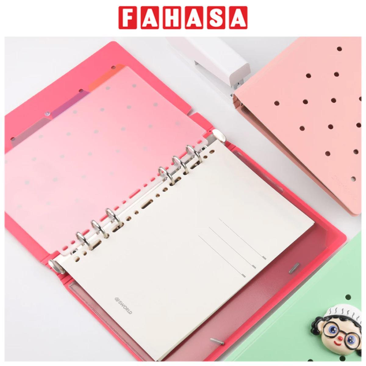 Sổ Còng Trang Trí A5 Bìa Cứng - 80 Trang - 6 Lỗ Charm Dây Tone Pastel - Sworld ST6191-PE - Purple