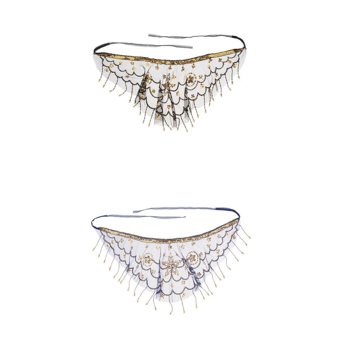 2 Lady Belly Dance Beaded Sequins Face Halloween Costume Accessory