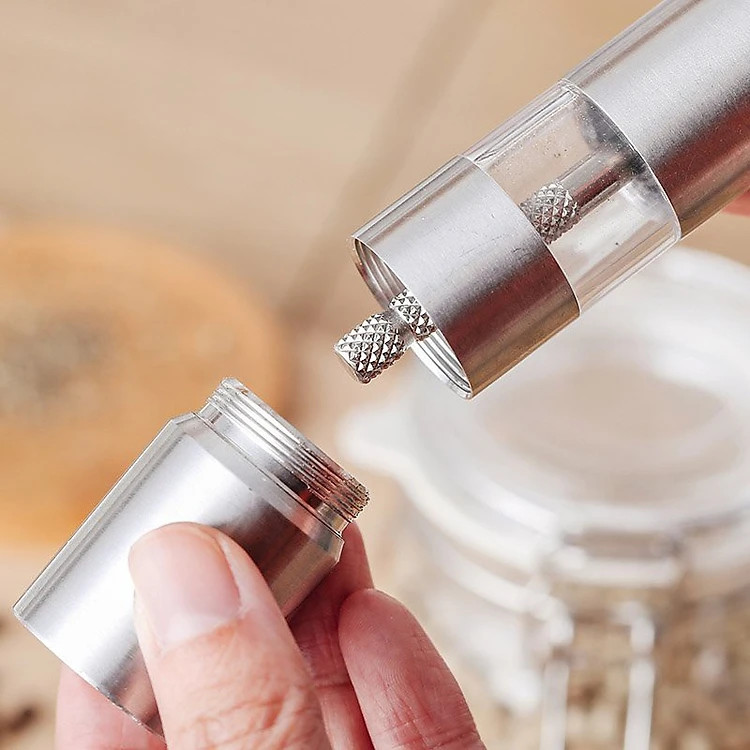 Dụng cụ xay tiêu bấm + rắc muối tiêu tại chỗ (tiêu bấm inox) - Hàng chính hãng