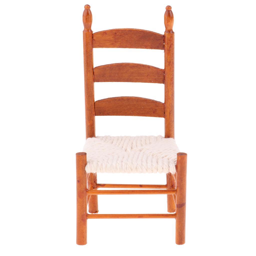 1/12 Miniature Furniture Wooden Chair For Dolls House Dining Room Accs