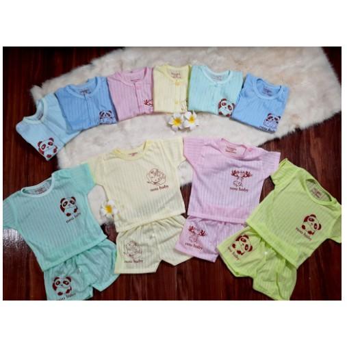 Bộ quần áo cọc tay cotton giấy mẫu trơn cho bé
