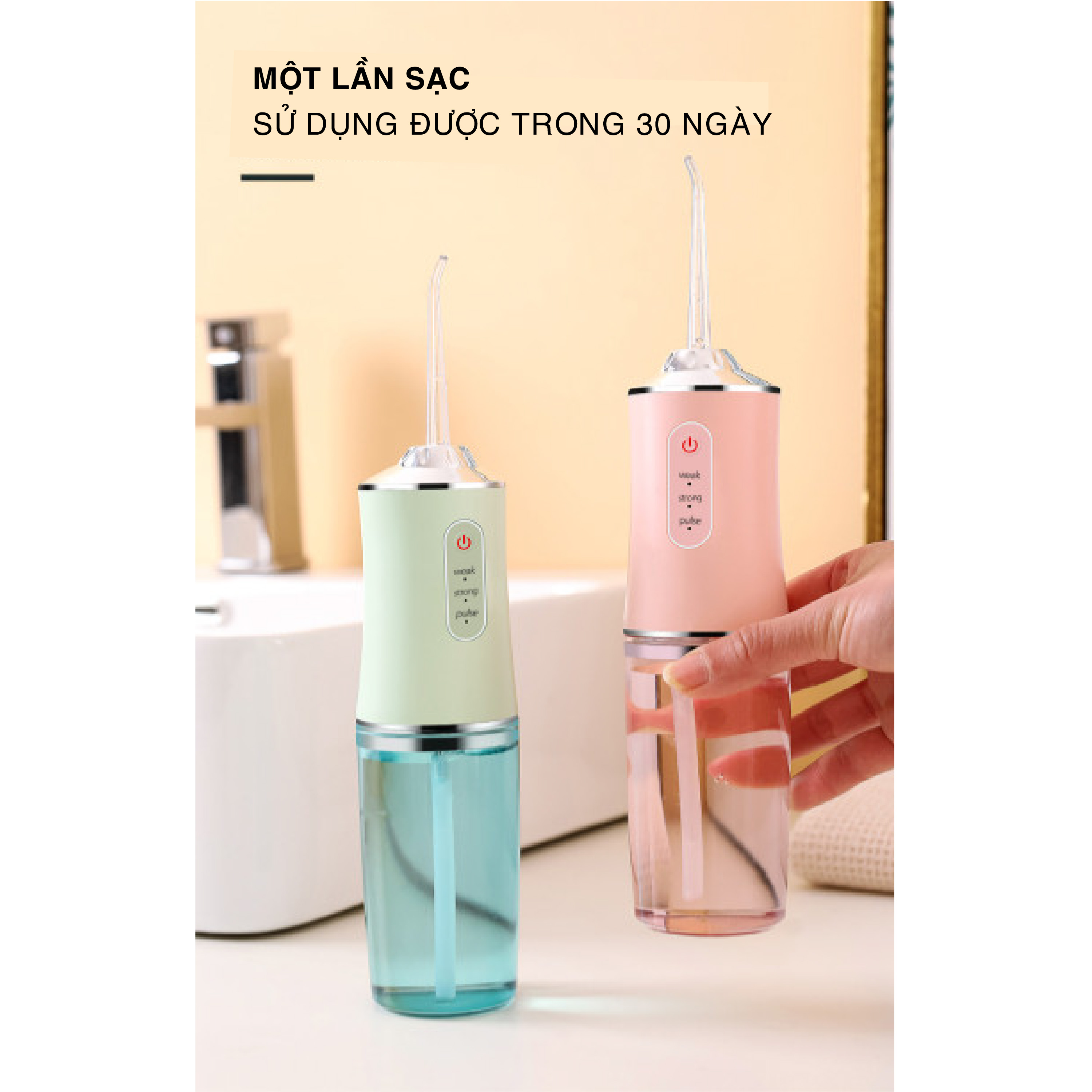 Tăm Nước Cầm Tay vệ sinh răng miệng cực sạch công nghệ Châu Âu, hạn chế tối đa các bệnh răng miệng DRU - Hàng Chính Hãng