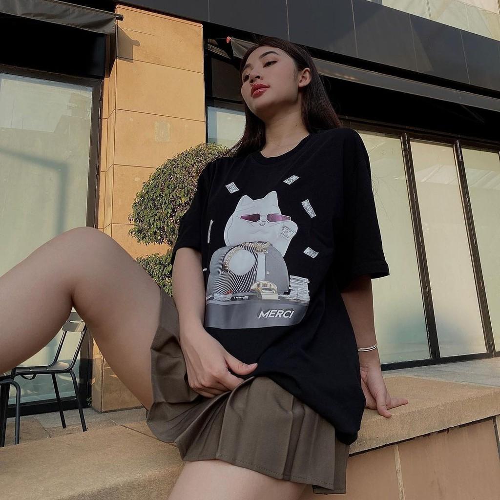 Áo thun nữ BLACKDOKI-MERCI 3 , áo phông nữ hiện đại basic cá tính form oversize tay lỡ chất cotton