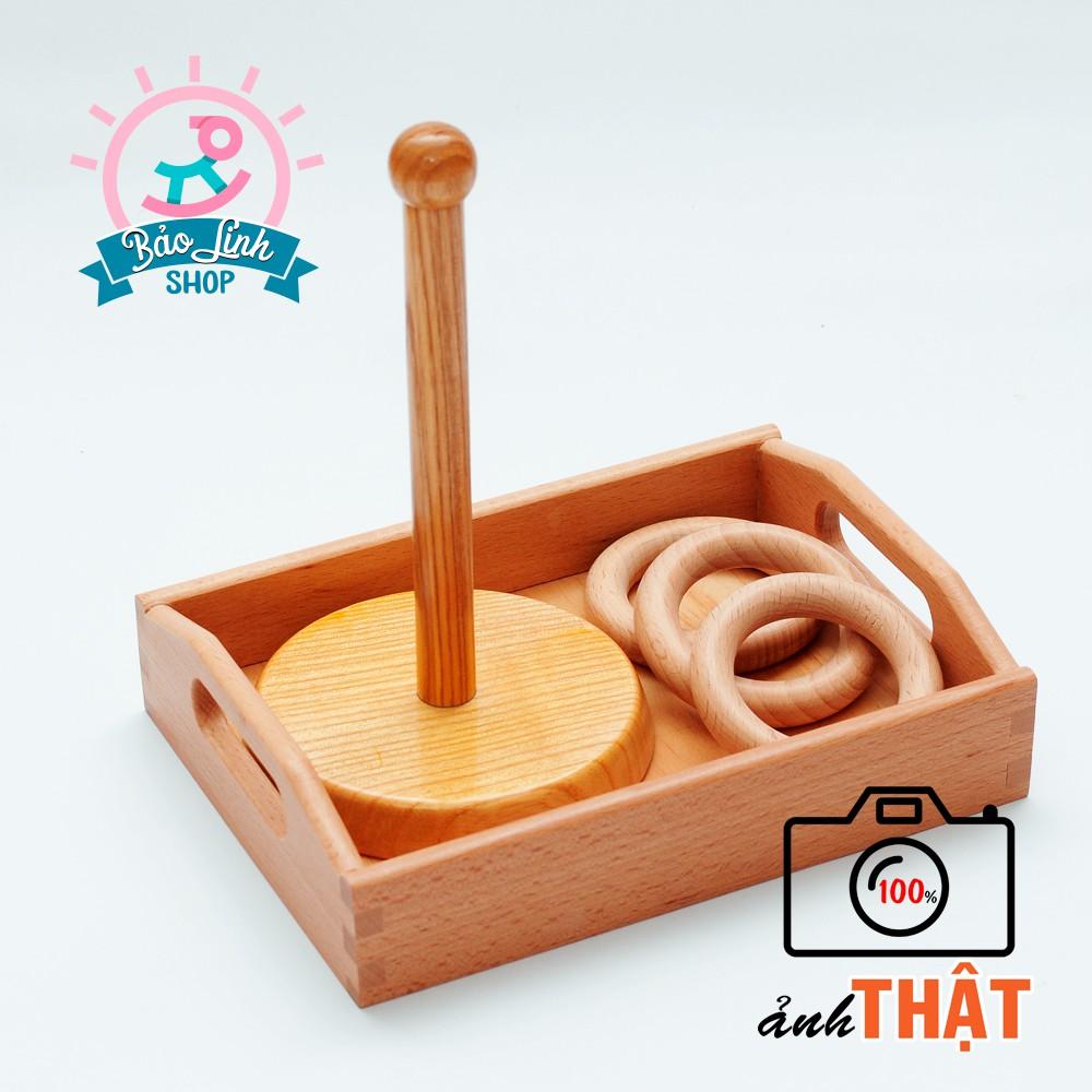 Thả vòng gỗ cho bé 7-9 tháng - Hàng ĐỘC QUYỀN| Giáo cụ Montessori sơ sinh