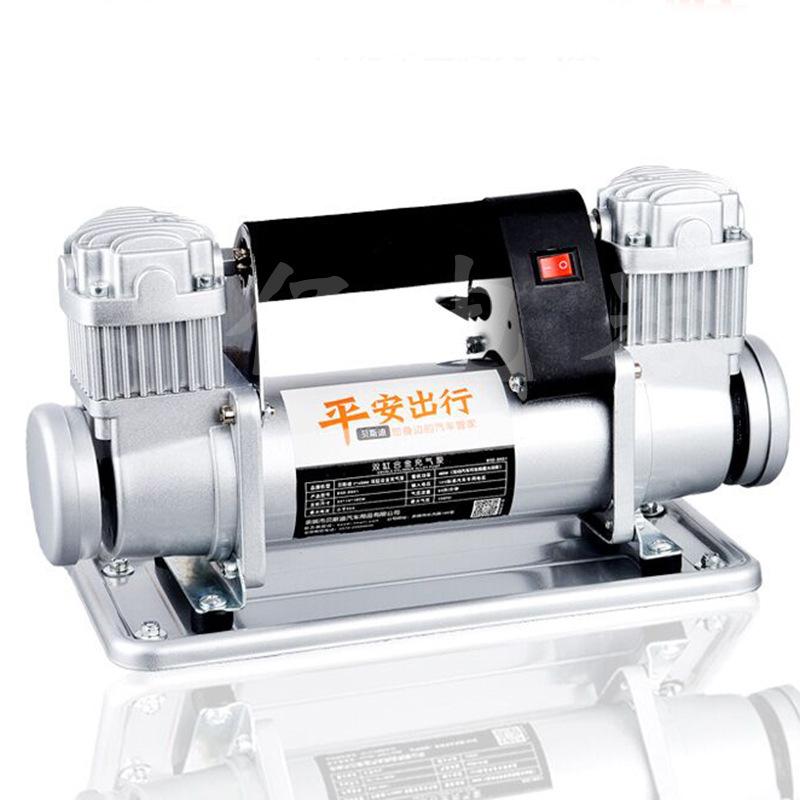Máy bơm không khí xi lanh đôi gắn trên xe công suất cao một lần thuận lợi nhất cho xe điện di động với máy bơm không khí áp suất cao lốp xe 12V