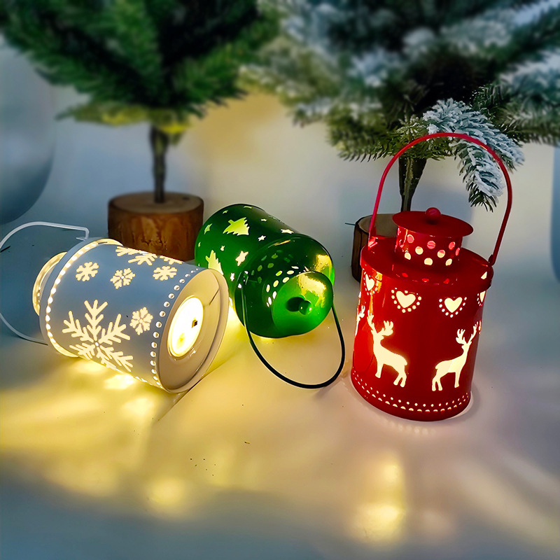 Lồng nến sắt trang trí giáng sinh nhiều màu Noel