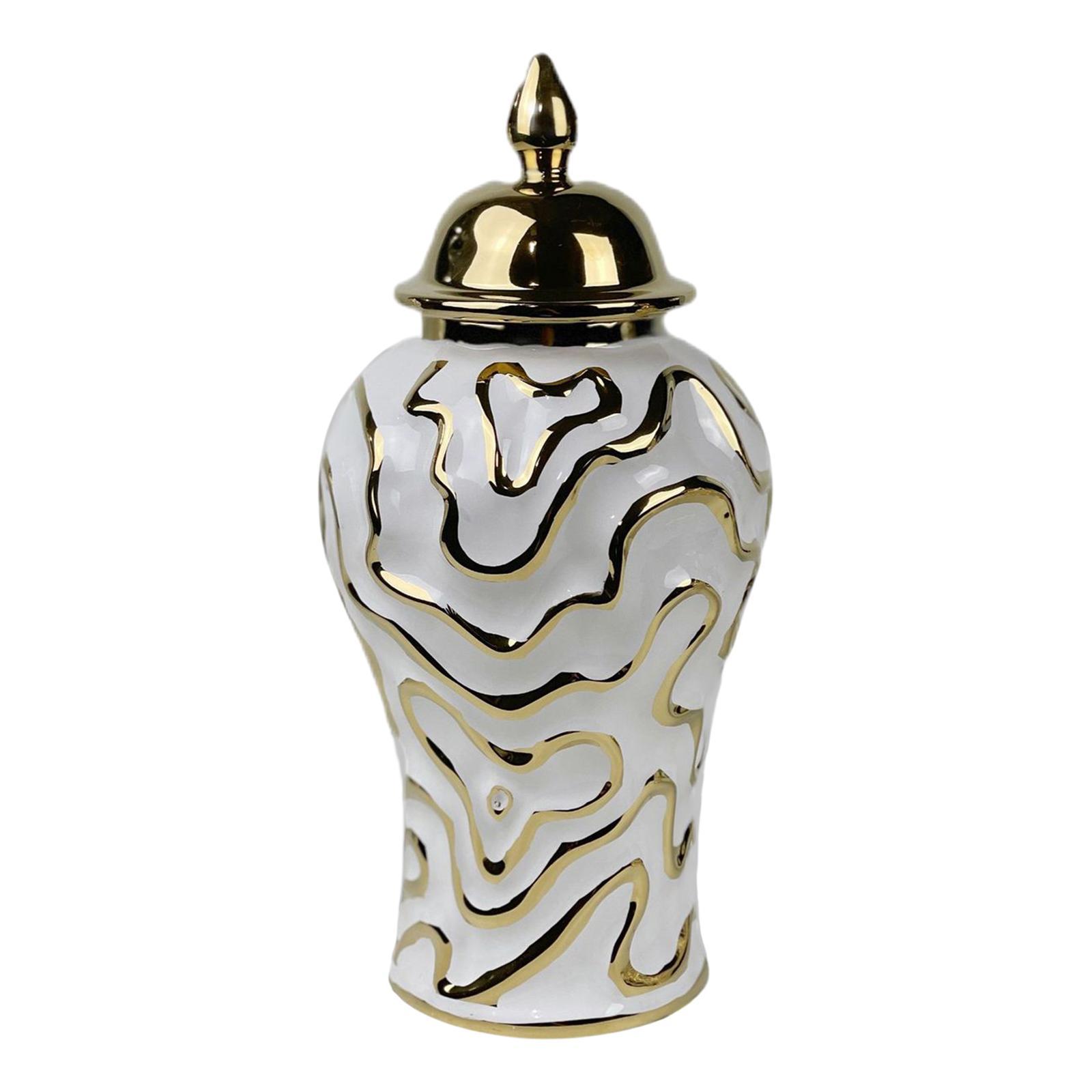 Porcelain Ginger Jar with Lid Traditional Decor Jar Ceramic Flower Vase