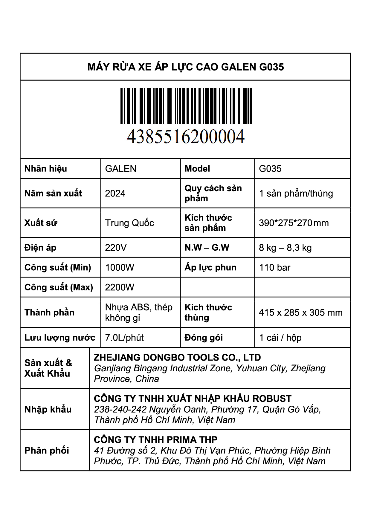 Máy rửa xe GALEN siêu khỏe 2200w Máy xịt rửa mini cap áp cho gia đình rửa ô tô xe máy