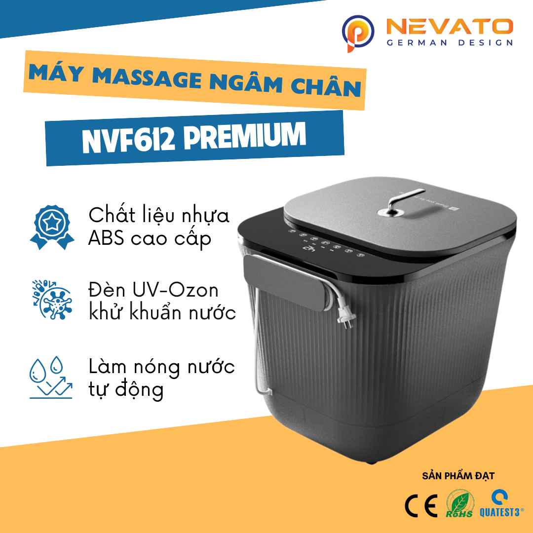 Máy Massage Ngâm Chân Làm Nóng Nước Tự Động Nevato NVF612 Premium