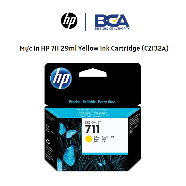 Mực In Phun HP DesignJet 711 Yellow Ink Cartridge (CZ132A) 29ml - Hàng Chính Hãng