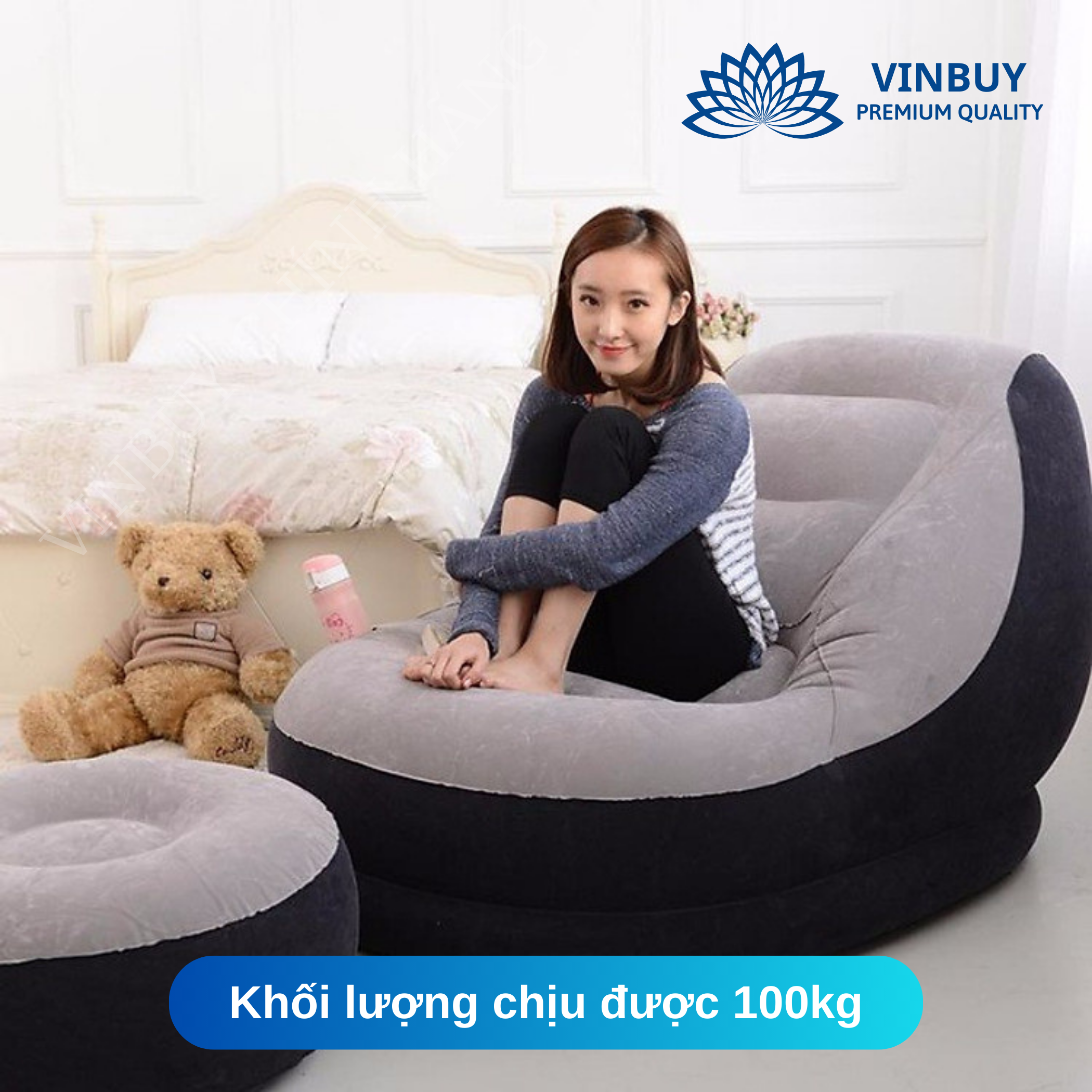 Ghế Đệm Hơi Dựa Lưng Tặng Kèm Bơm Điện 2 Chiều – Hàng Chính Hãng