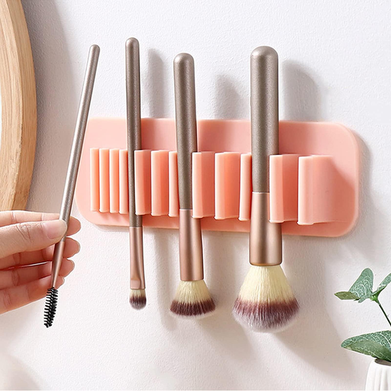 Giá đỡ bàn chải trang điểm làm bằng silicone, để gắn tường, cho bàn chải mỹ phẩm, khung khô với cốc hút, cho tường, được làm bằng silicone