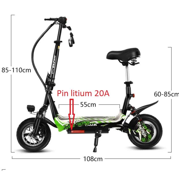 Xe Điện Mini Gấp Gọn scooter cho trẻ em học sinh cấp 2 chiều cao có thể điều chỉnh được phù hợp từ 5 tuổi trở lên, Pin litium panasonic 36V 10Ah xe chay tối đa 30-35km/h quãng đường đi được 20-25km/lầm sạc