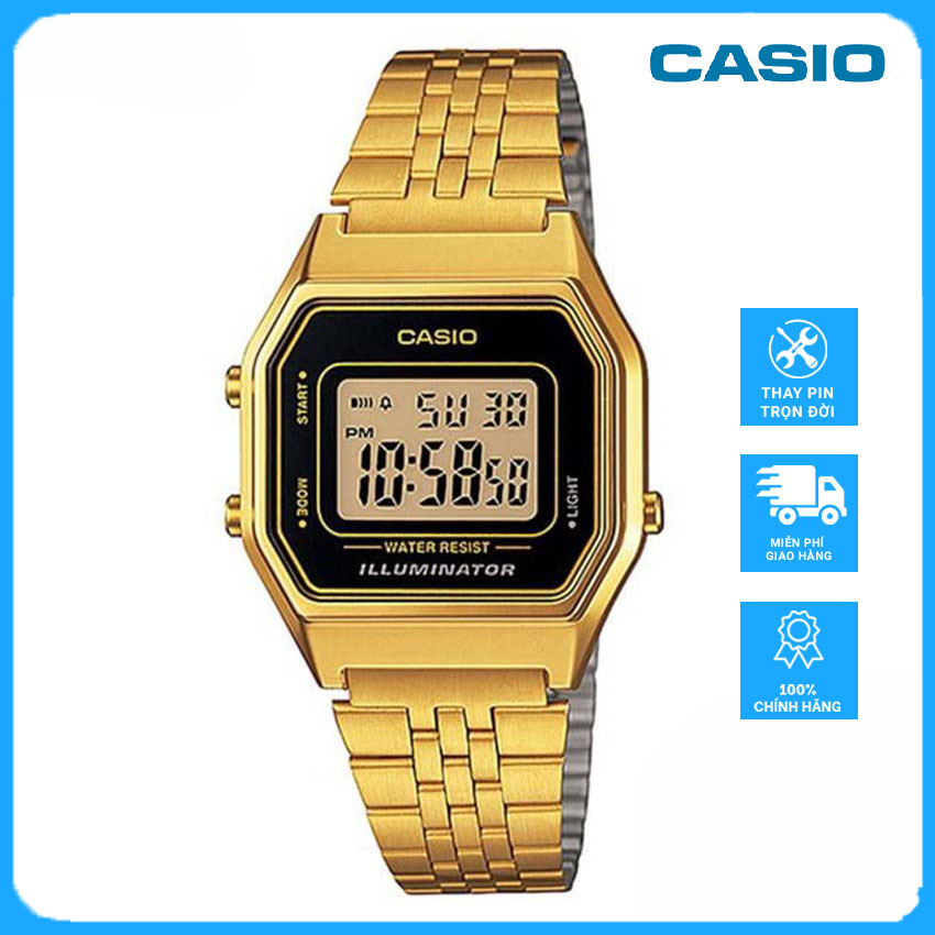 Đồng hồ điện tử nữ Casio Vintage LA680WGA-1DF dây kim loại