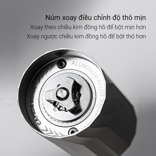 Cối xay tay M2 pro cà phê lưỡi thép CNC thân nhôm khắc vân kim cương CAFE DE KONA