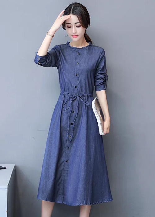 ĐẦM SUÔNG XANH JEAN CỔ TRÒN BÈO ( dưới 60kg ) damsuong83