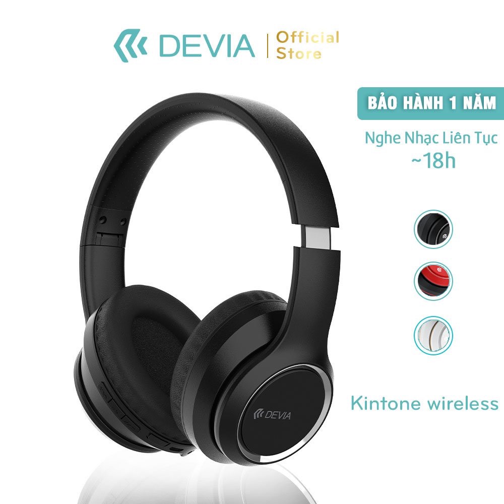 Tai Nghe Bluetooth Không dây headphone chụp tai DEVIA Kintone series có mic nghe nhạc liên tục 18H- Hàng chính hãng