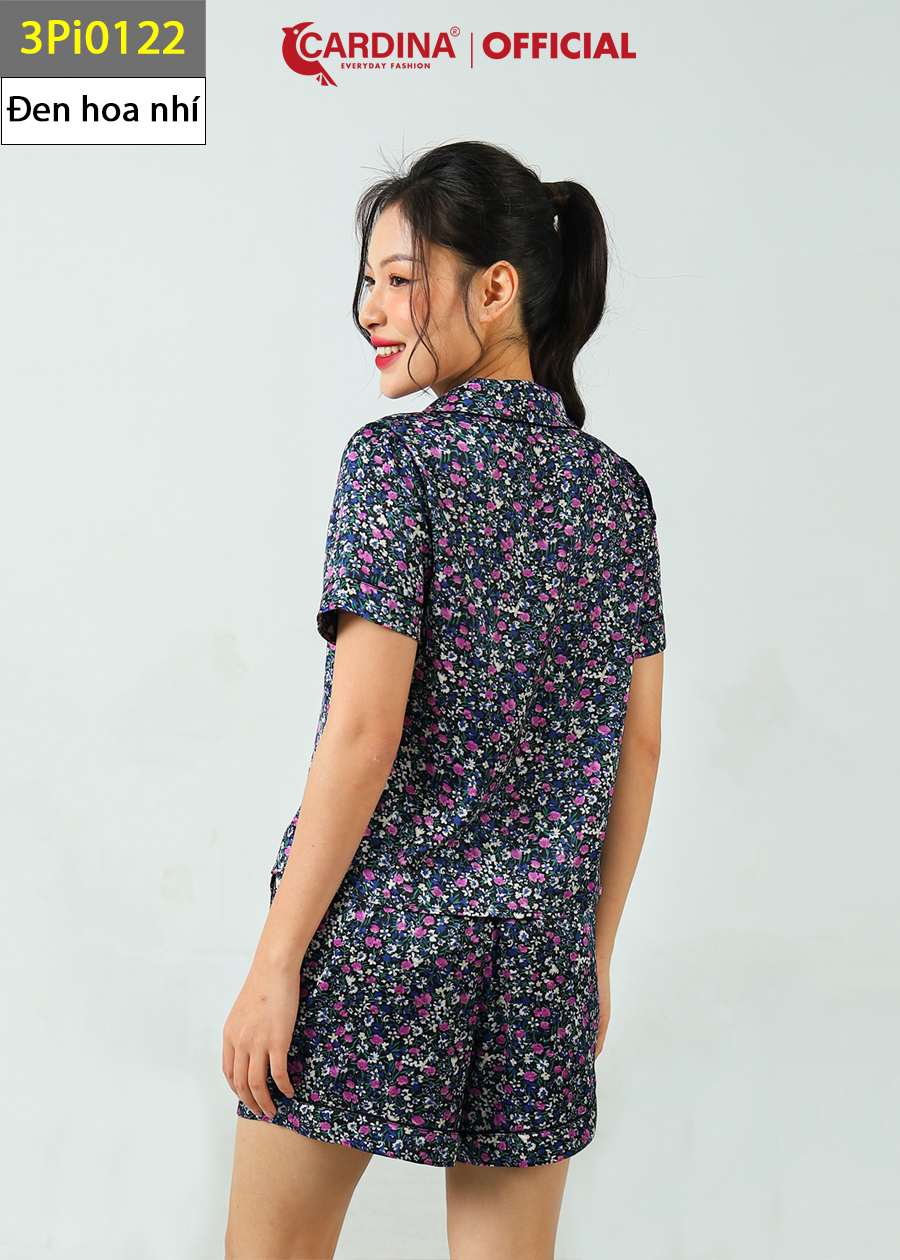 Đồ Bộ Nữ CARDINA Pijama Chất Lụa Satin Nhật Cao Cấp Quần Đùi Áo Cộc Tay Họa Tiết 3Pi01