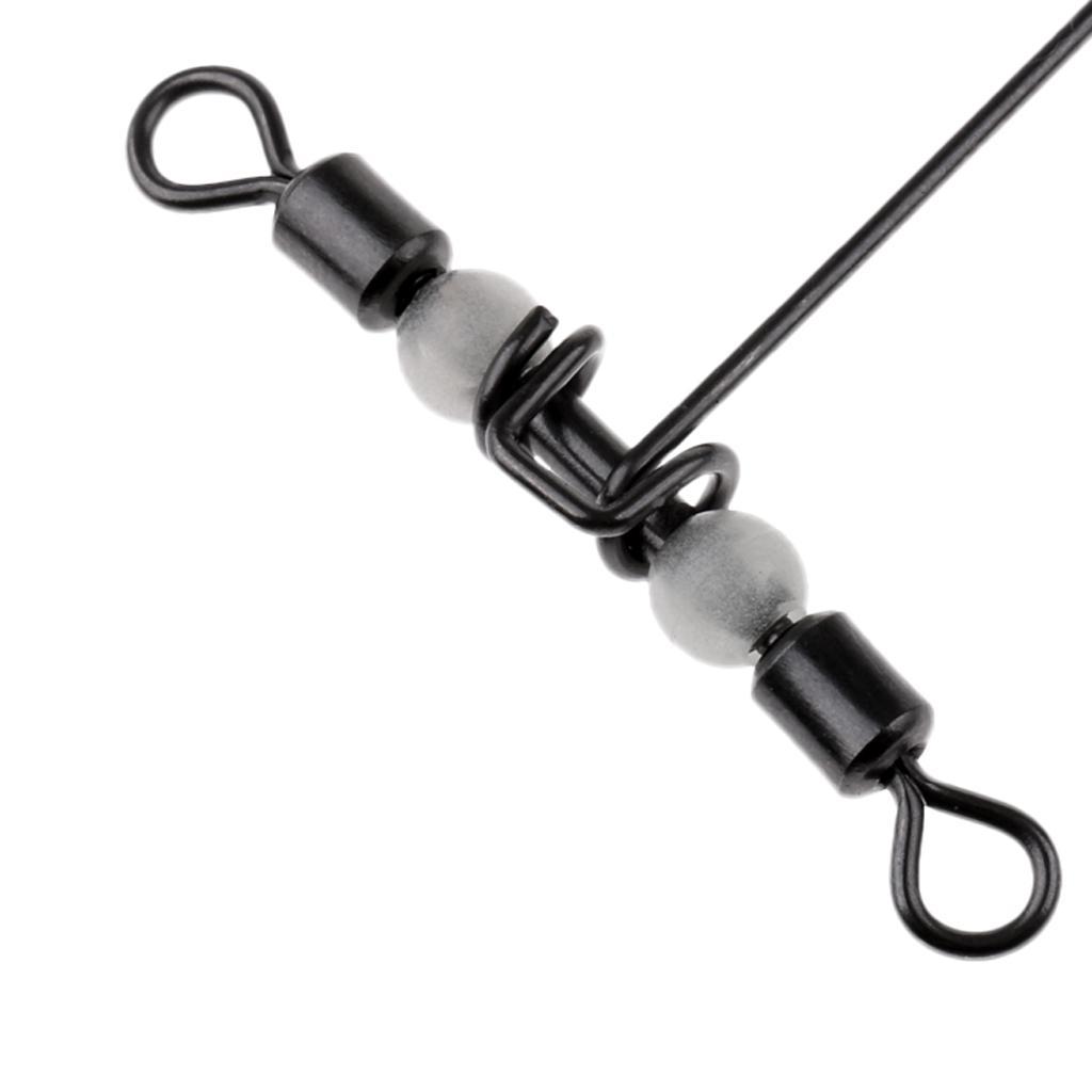 10Pcs Fishing Crimp Swivels Cross-line Swivels T-shape Hook Line Connector with Luminous Beads