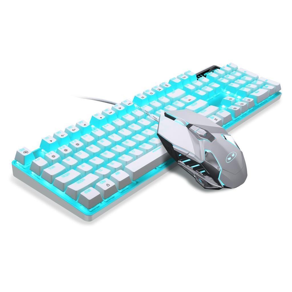 Bàn phím cơ MAGEGEE 104 phím và chuột gaming có đèn led switch xanh lam/đen cho máy tính xách tay