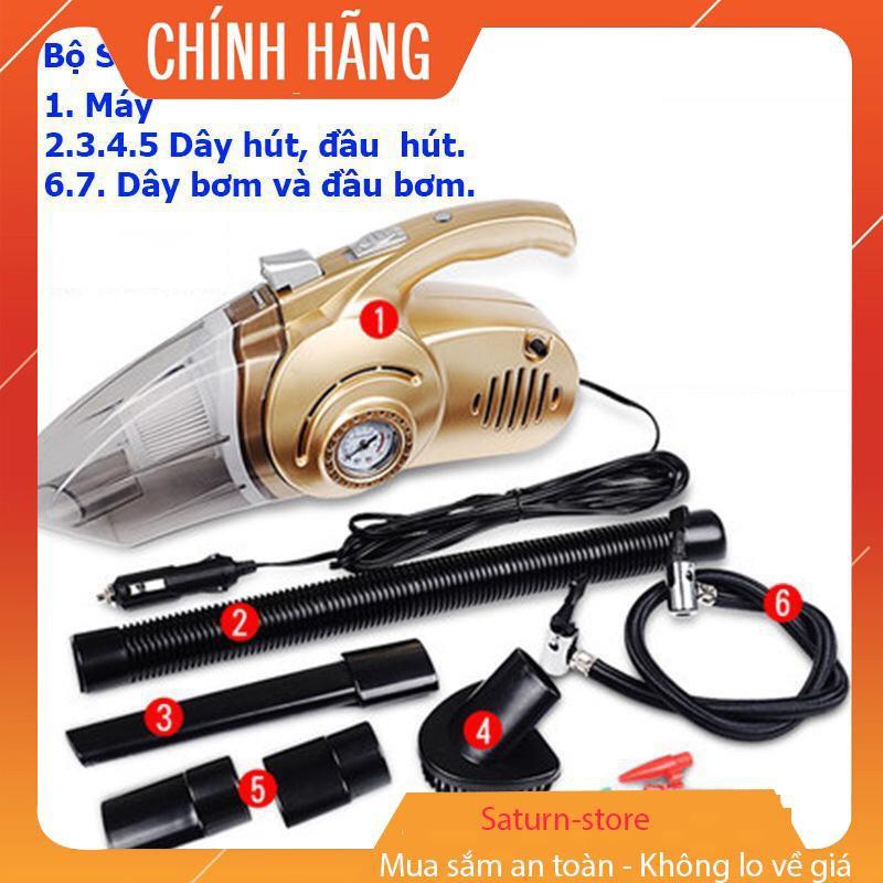 Máy Hút bụi ô tô kiêm bơm lốp 4in1 đa năng -Kiêm Bơm Lốp Xe - Đèn Pin Và Đo Áp Suất Xe _GNG shop