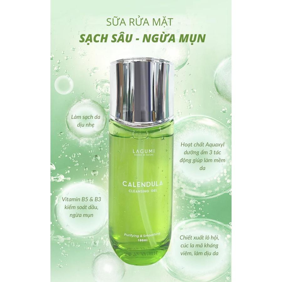 Sữa rửa mặt tạo bọt sạch sâu ngừa mụn phù hợp mọi loại da Lagumi Calendula Cleansing Gel 100ml an toàn cho mẹ bầu