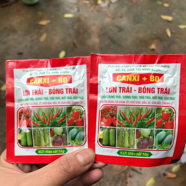 10 gói Phân bón Canxi-Bo viên sủi 10g -giúp lớn trái, bóng trái, chống rụng trái nứt trái.