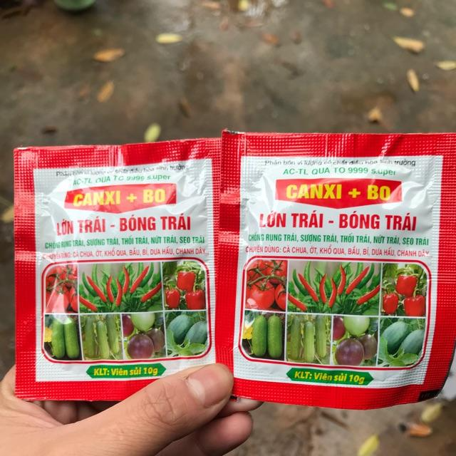 Hộp 20 gói Phân bón Canxi-Bo viên sủi 10g -giúp lớn trái, bóng trái, chống rụng trái nứt trái