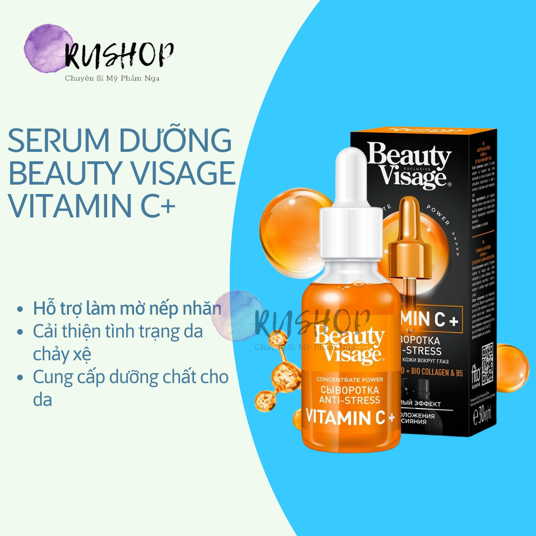 Serum Vitamin C Beauty Visage Trắng da mờ thâm nám tàn nhang, trẻ hóa da mặt &amp; quanh mắt 30ml