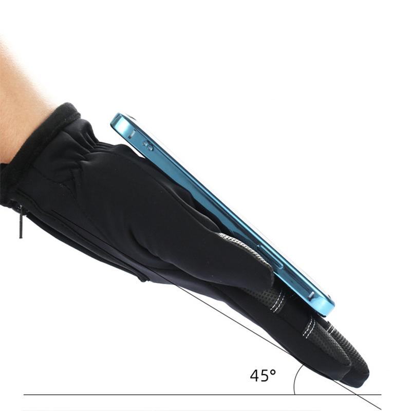 Chạm vào màn hình không trượt găng tay mùa đông unisex chống nước ấm Găng tay đua xe đạp thời trang khóa kéo thể thao nhạy cảm Color: Style1-Black Size: XXL