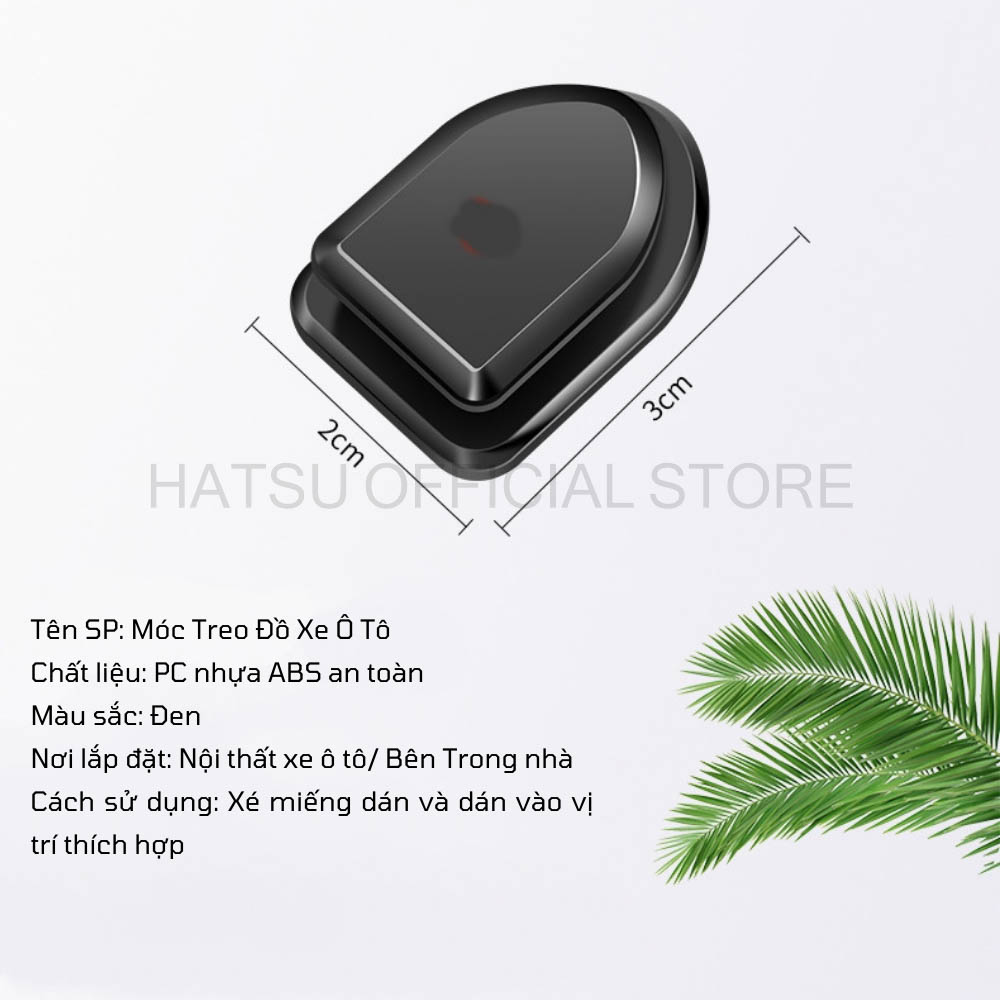 Combo 2 móc dán treo đồ Hatsu treo xe hơi, ÔTô nhựa ABS siêu bền - dính siêu chắc -  Treo cáp sạc, chìa khóa, Túi xách