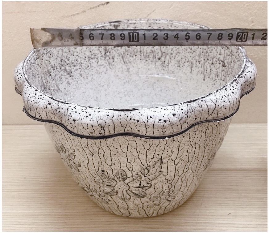5 Chậu Nhựa Trồng Hoa, Cây Cảnh Hình Tròn Hoa Nổi Vân Gỗ 23x16 cm