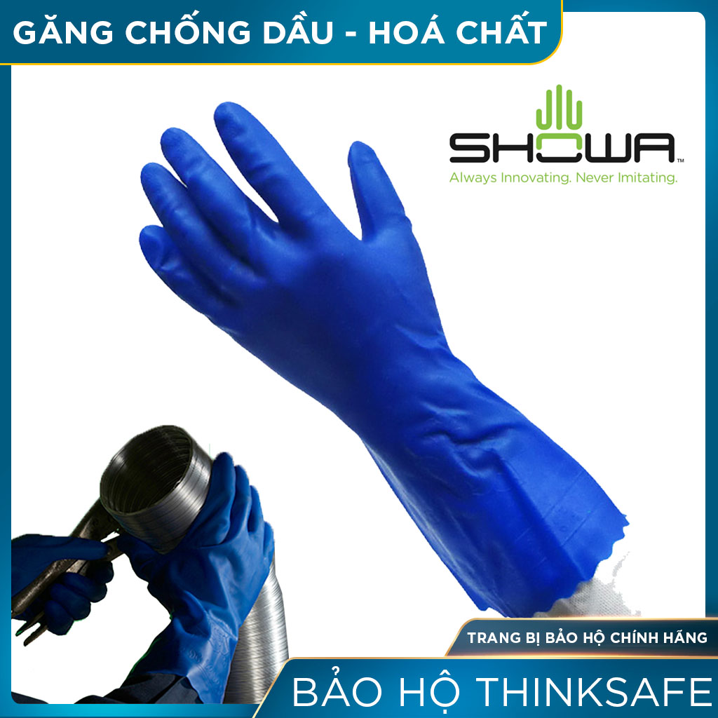 Găng tay chịu dầu Showa 160, bao tay cao su chống hóa chất, chuyên dùng thao tác sửa chữa máy móc, thao tác cơ khí