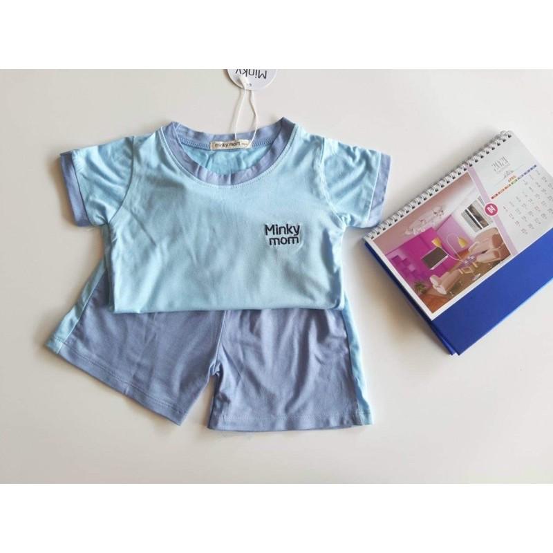 Bộ cộc thêu ngực trơn co giãn,mềm mịn cho bé từ 7-26kg