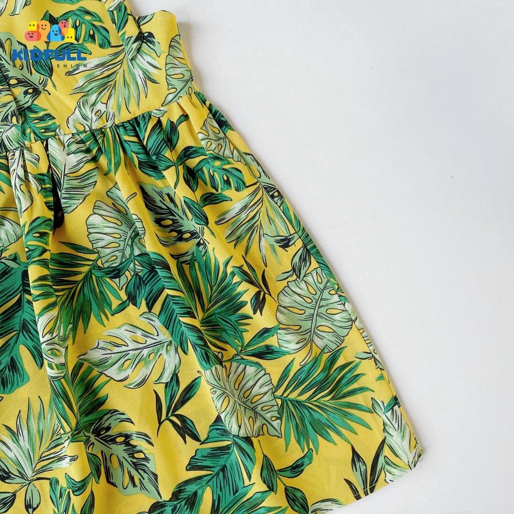 Đầm maxi hai dây hoa lá cho bé gái đi chơi du lịch đẹp size 12-30kg chất cát hàn mát mẻ
