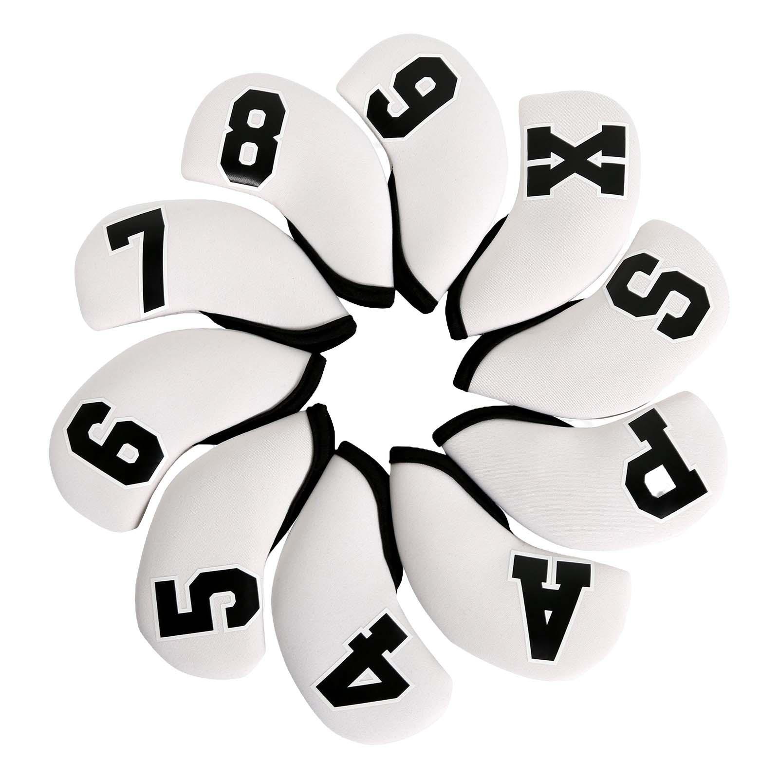 10x Golf Iron Covers Waterproof PU Sleeves Golf Club Head Covers Accessories