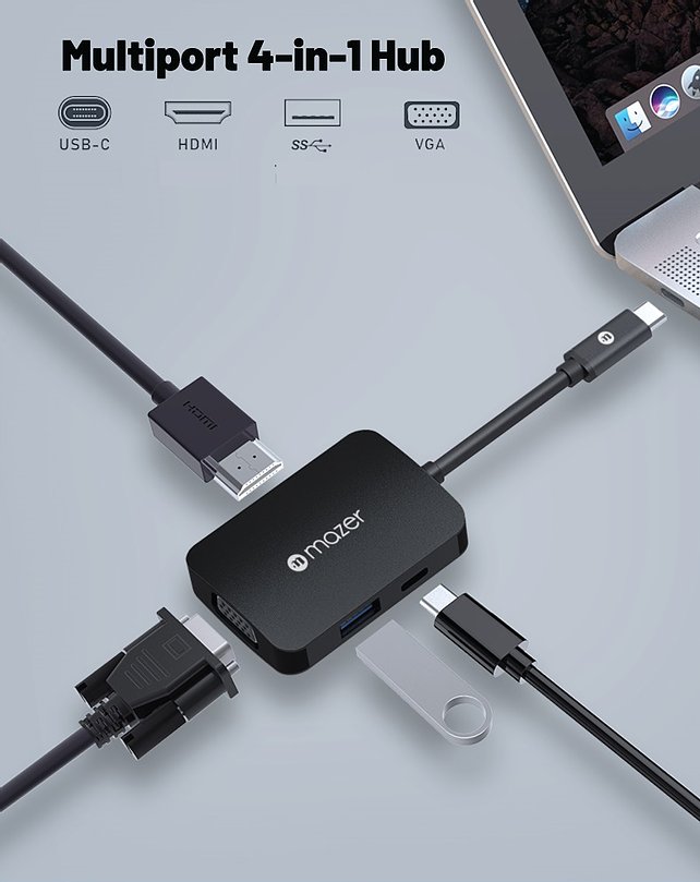 Cổng Chuyển Đổi Mazer USB-C 4-in-1 HUB - hàng chính hãng